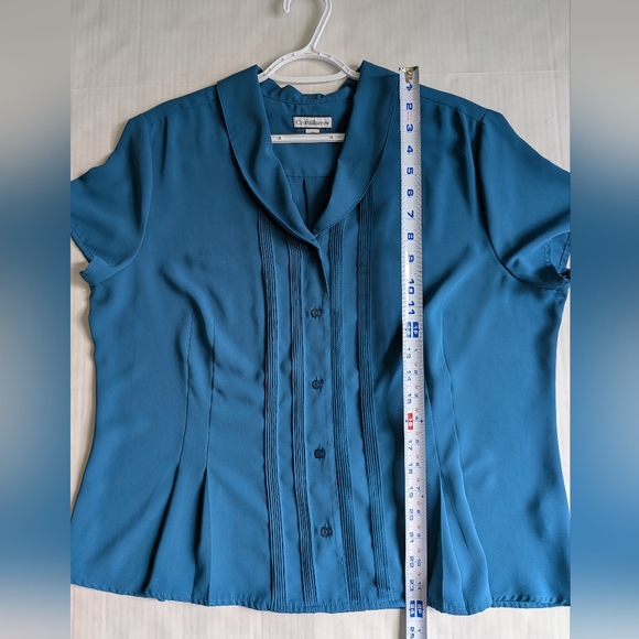 Women's Teal Blue Button Down Blouse Croft & Barrow - Picture 8 of 11